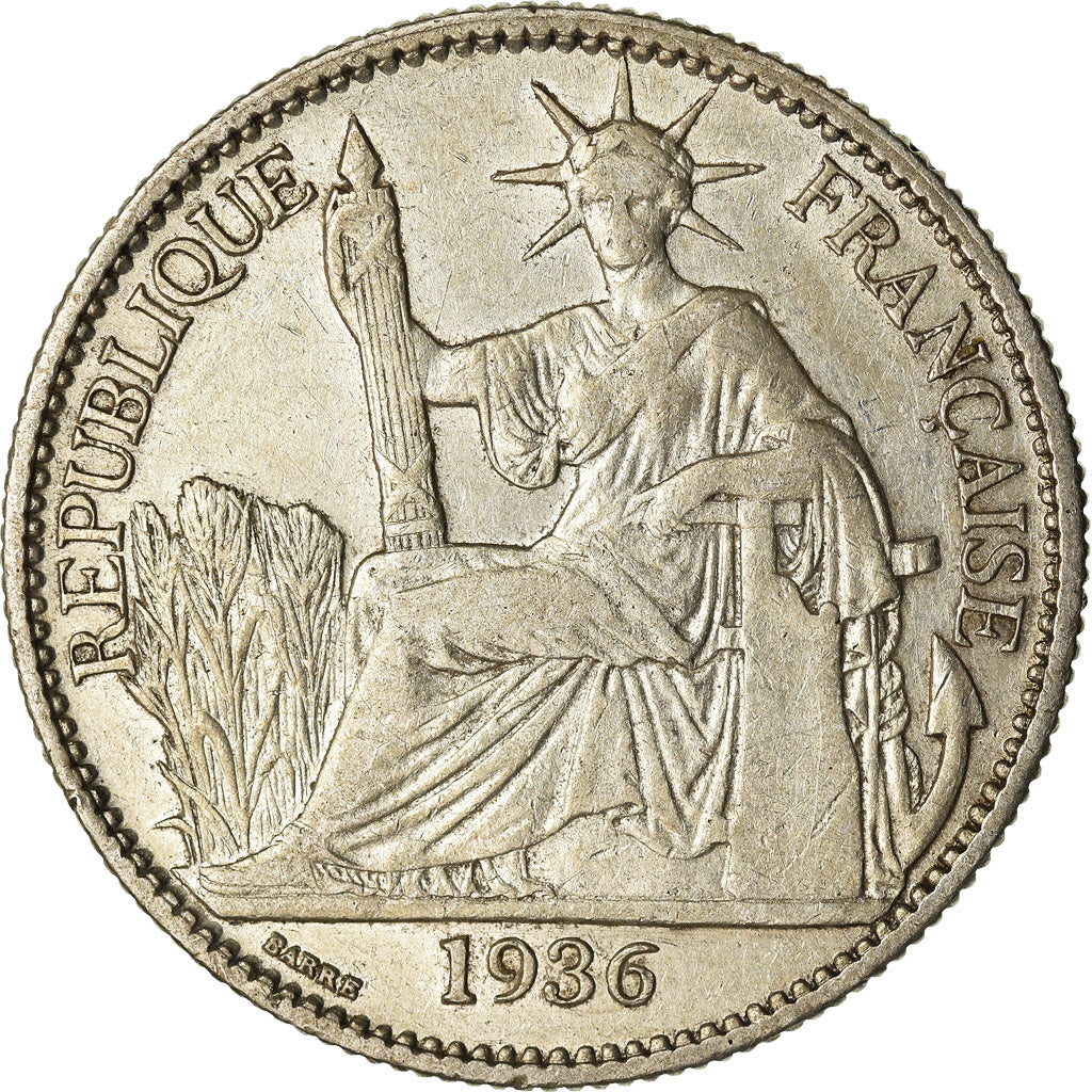 Moneta, INDOCINA FRANCESE, 50 Cents, 1936, Paris, BB, Argento, KM:4a.2