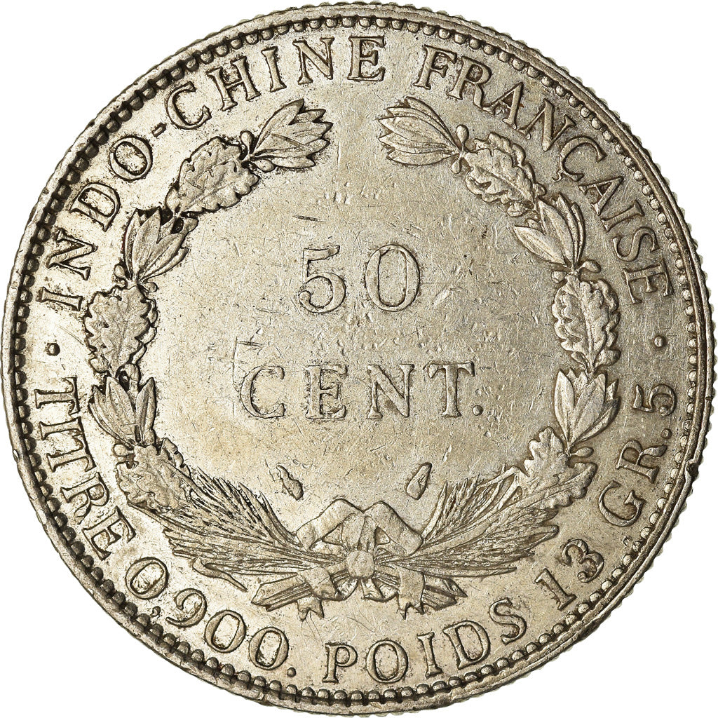 Moneta, INDOCINA FRANCESE, 50 Cents, 1936, Paris, BB, Argento, KM:4a.2