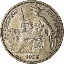 Moneda, INDOCHINA FRANCESA, 50 Cents, 1936, Paris, MBC, Plata, KM:4a.2