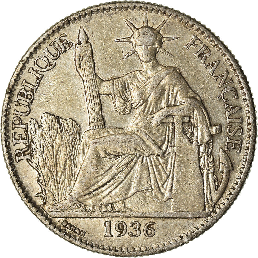Moneta, INDOCINA FRANCESE, 50 Cents, 1936, Paris, BB, Argento, KM:4a.2