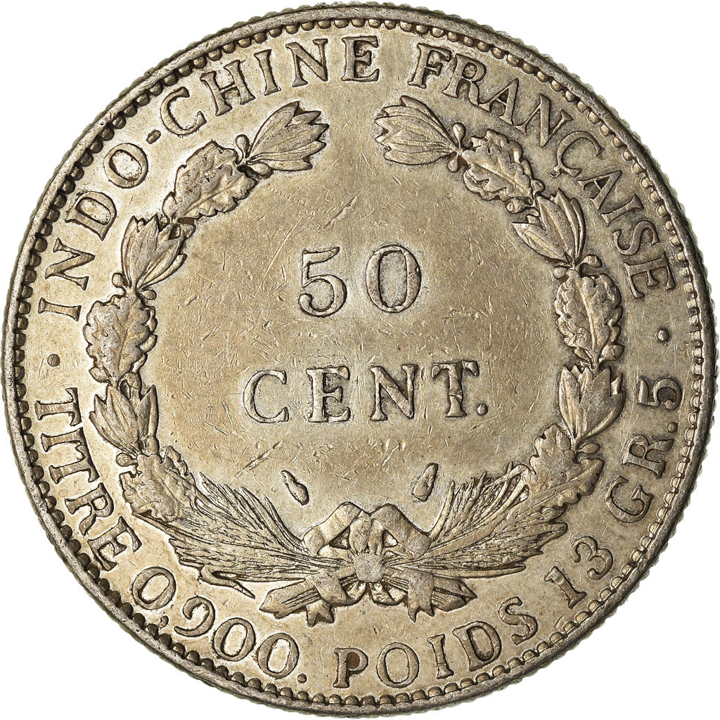Moneta, INDOCINA FRANCESE, 50 Cents, 1936, Paris, BB, Argento, KM:4a.2