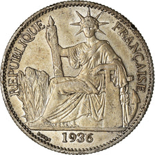 Moneda, INDOCHINA FRANCESA, 50 Cents, 1936, Paris, MBC+, Plata, KM:4a.2