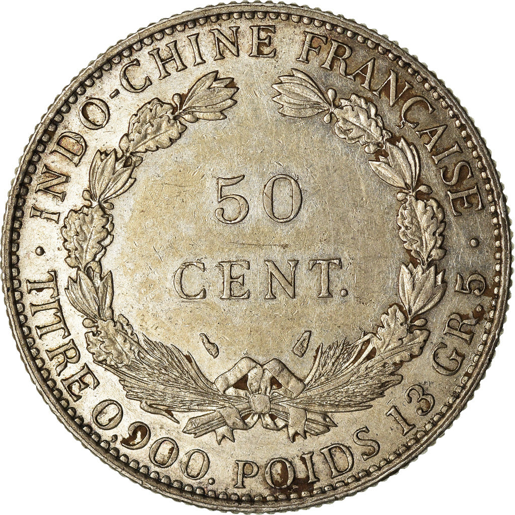 Coin, FRENCH INDO-CHINA, 50 Cents, 1936, Paris, AU(55-58), Silver, KM:4a.2