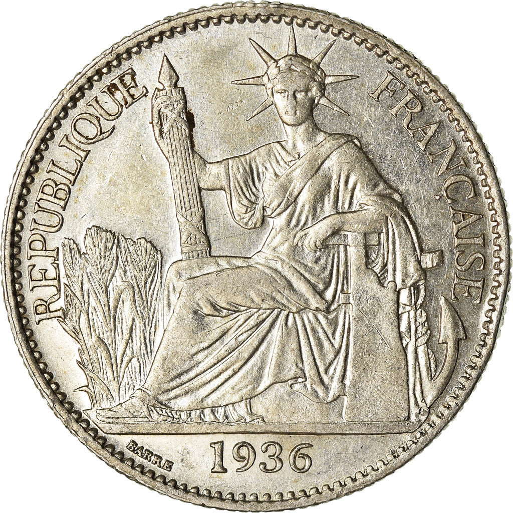 Coin, FRENCH INDO-CHINA, 50 Cents, 1936, Paris, MS(60-62), Silver, KM:4a.2