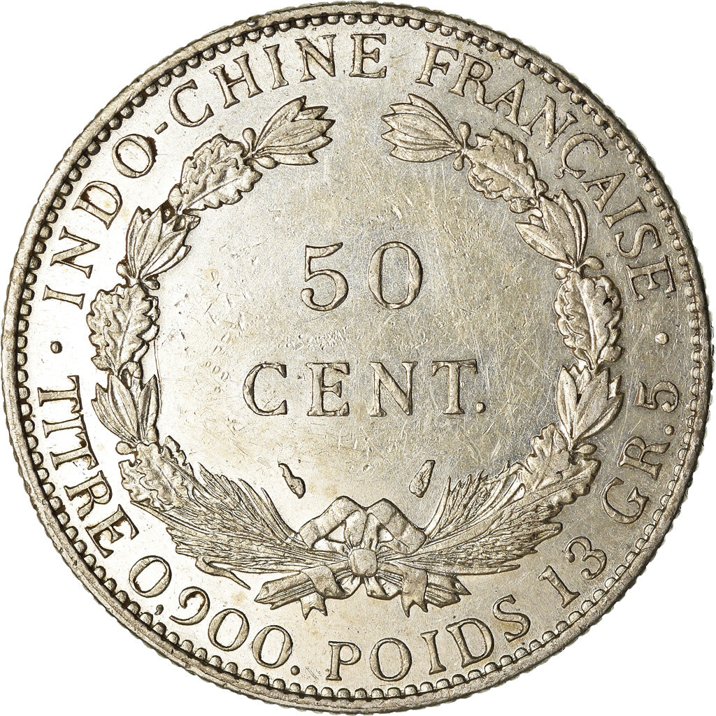 Coin, FRENCH INDO-CHINA, 50 Cents, 1936, Paris, MS(60-62), Silver, KM:4a.2