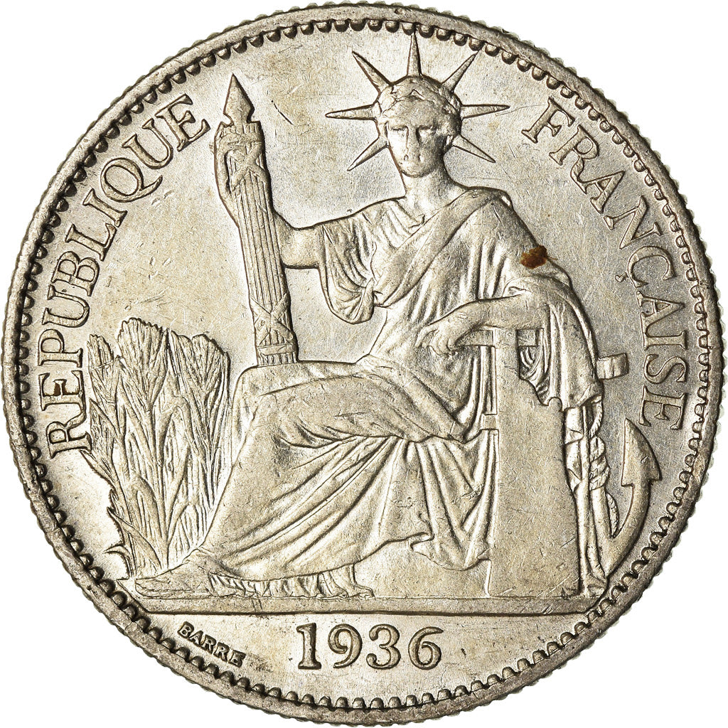 Coin, FRENCH INDO-CHINA, 50 Cents, 1936, Paris, MS(60-62), Silver, KM:4a.2