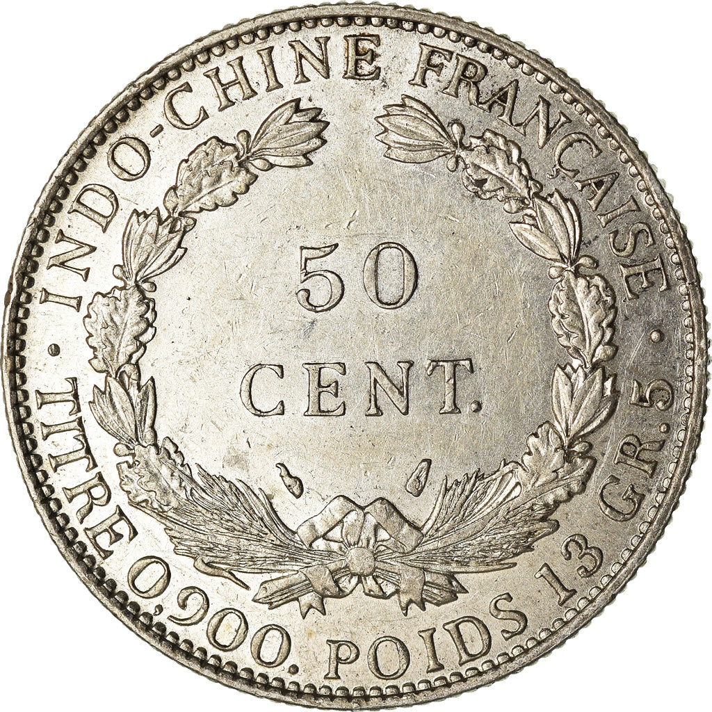 Coin, FRENCH INDO-CHINA, 50 Cents, 1936, Paris, MS(60-62), Silver, KM:4a.2