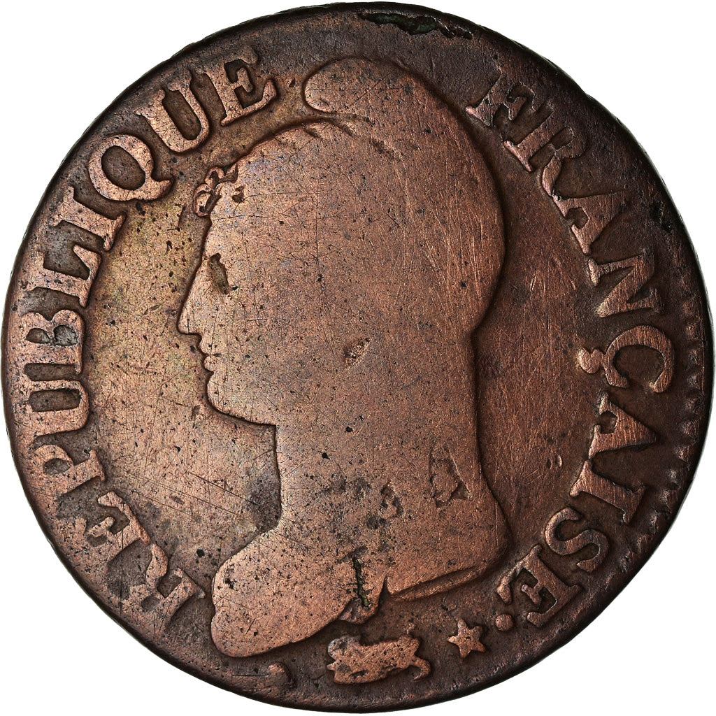 Moneta, Francia, Dupré, 5 Centimes, AN 5, Paris, MB, Bronzo, KM:640.1