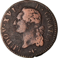 Coin, France, Louis XVI, Sol, 1791, Lyon, VF(20-25), Copper, KM:602.2