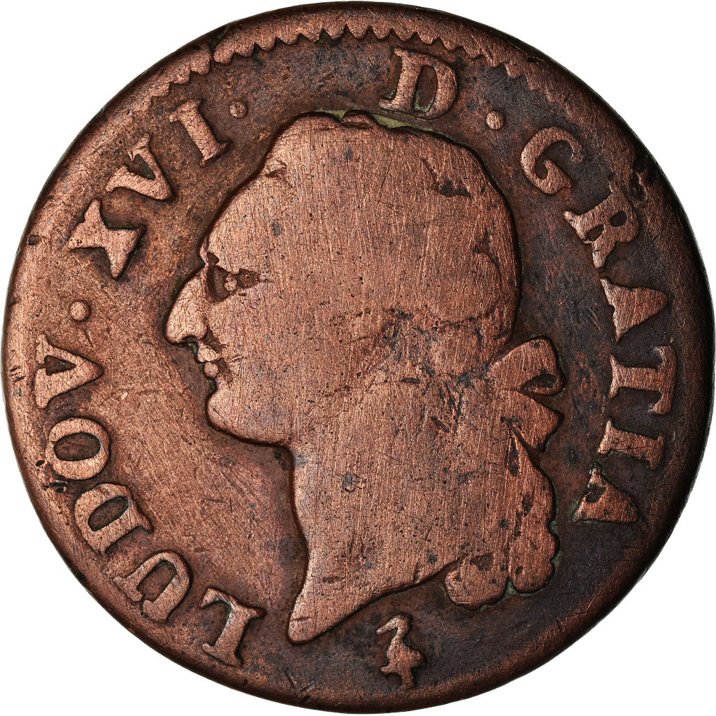 Coin, France, Louis XVI, Sol ou sou, Sol, 1791, Paris, F(12-15), Copper