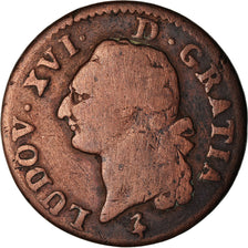Coin, France, Louis XVI, Sol ou sou, Sol, 1791, Paris, F(12-15), Copper