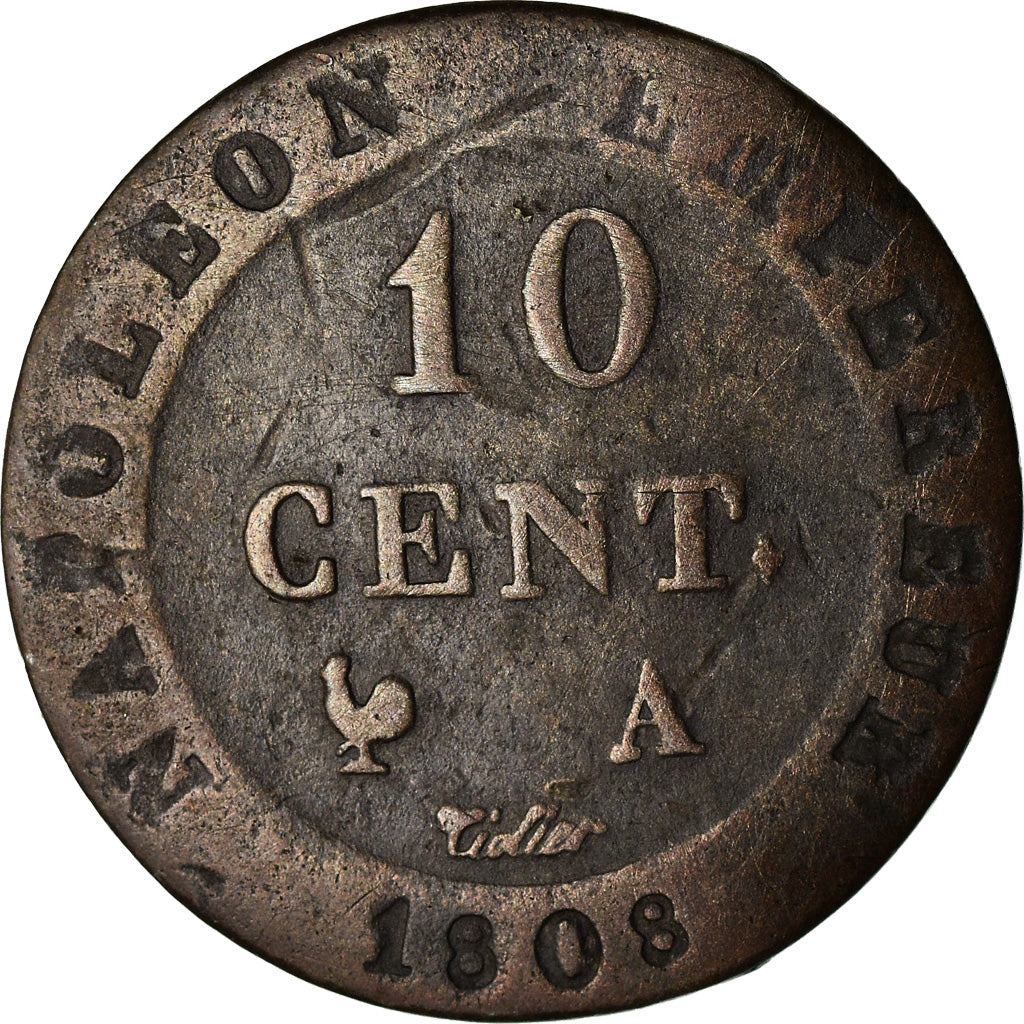 Coin, France, Napoléon I, 10 Centimes, 1808, Paris, F(12-15), Billon, KM:676.1