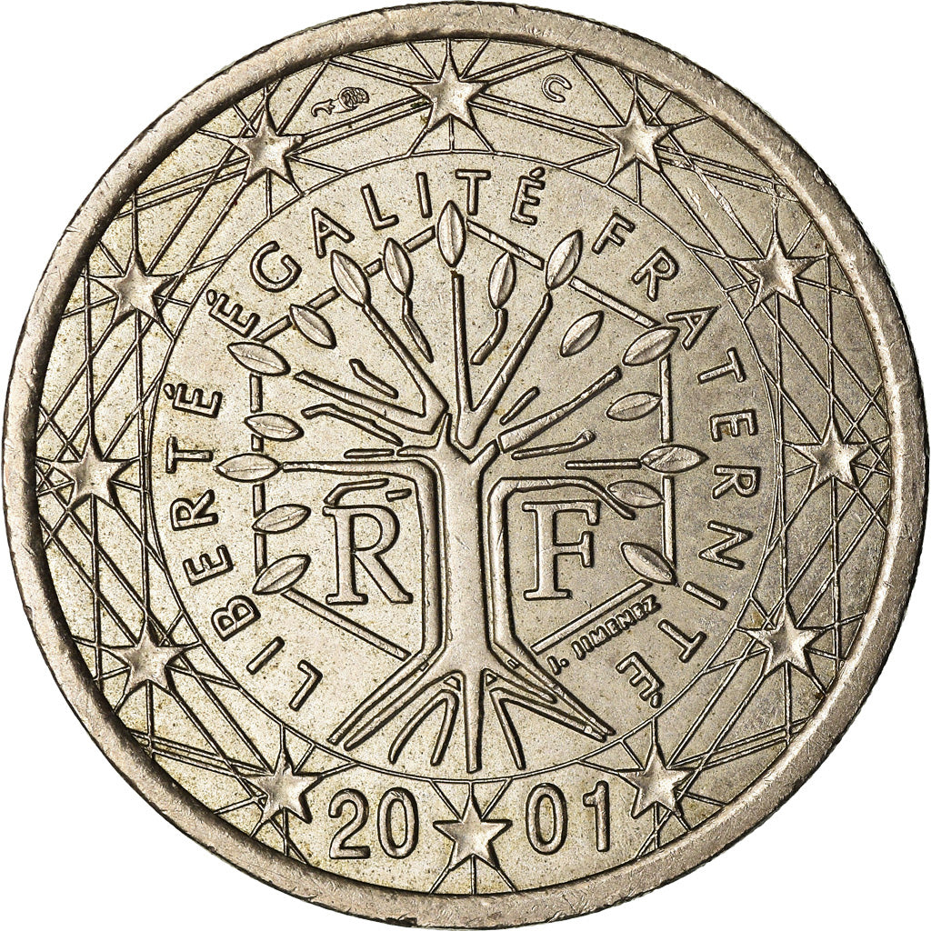 France, 2 Euro, 2001, error monometallic, MS(60-62), Copper-nickel
