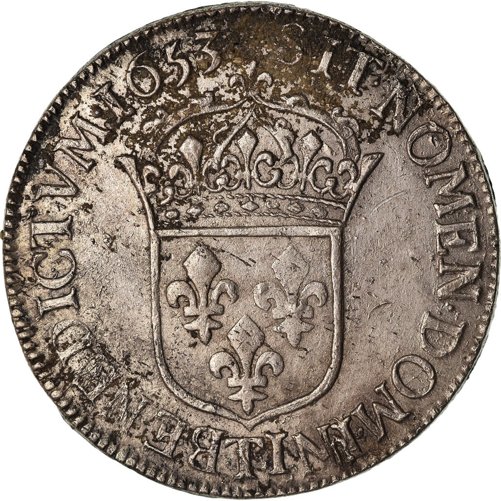 Frankreich, Louis XIV, 1/2 Écu à la mèche longue, 1653, Nantes, Silber, SS