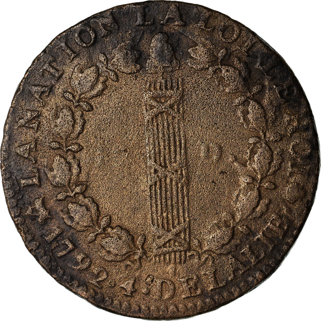 Moneta, Francia, 12 deniers françois, 12 Deniers, 1792, Rouen, MB+, Bronzo