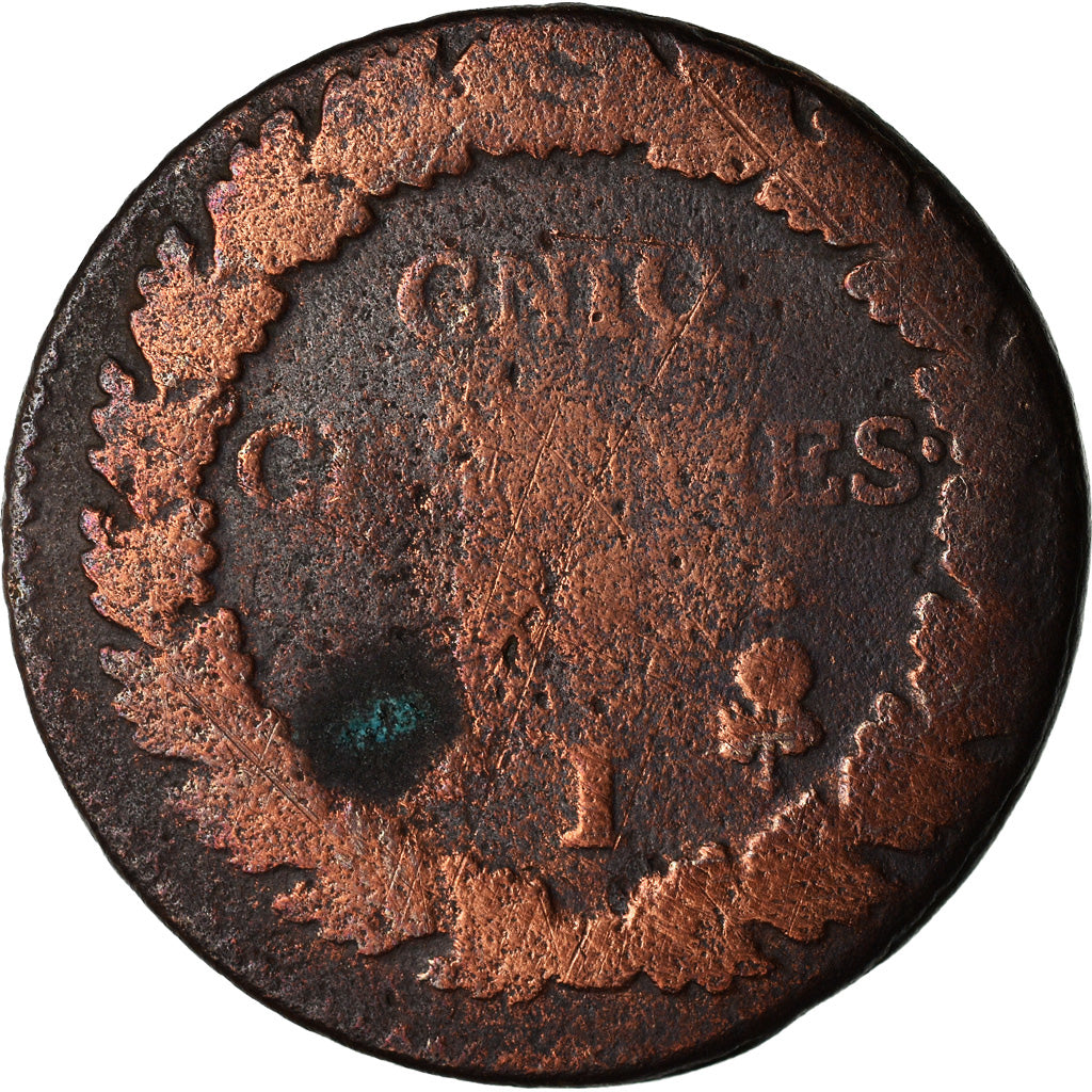 Moeda, França, Dupré, 5 Centimes, AN 5, Limoges, error 