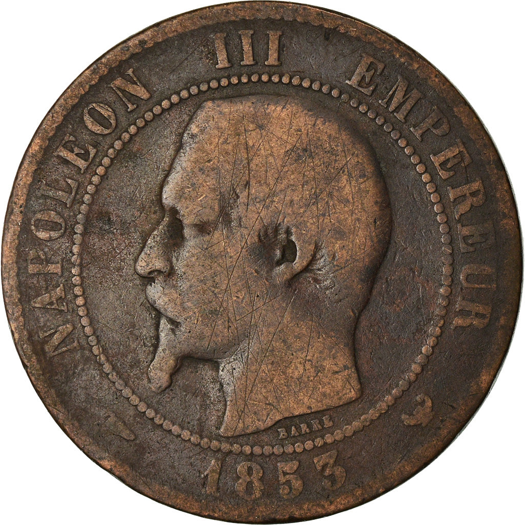 Moneda, Francia, Napoleon III, Napoléon III, 10 Centimes, 1853, Lille, BC+