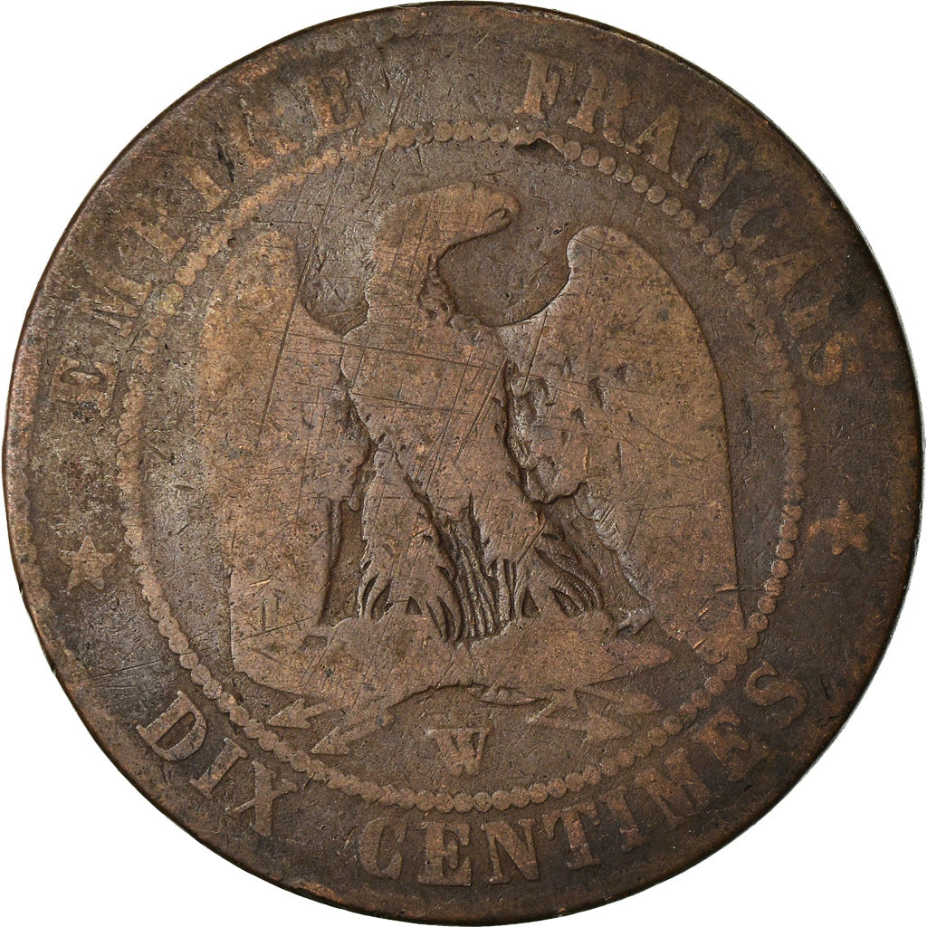 Moneda, Francia, Napoleon III, Napoléon III, 10 Centimes, 1853, Lille, BC+