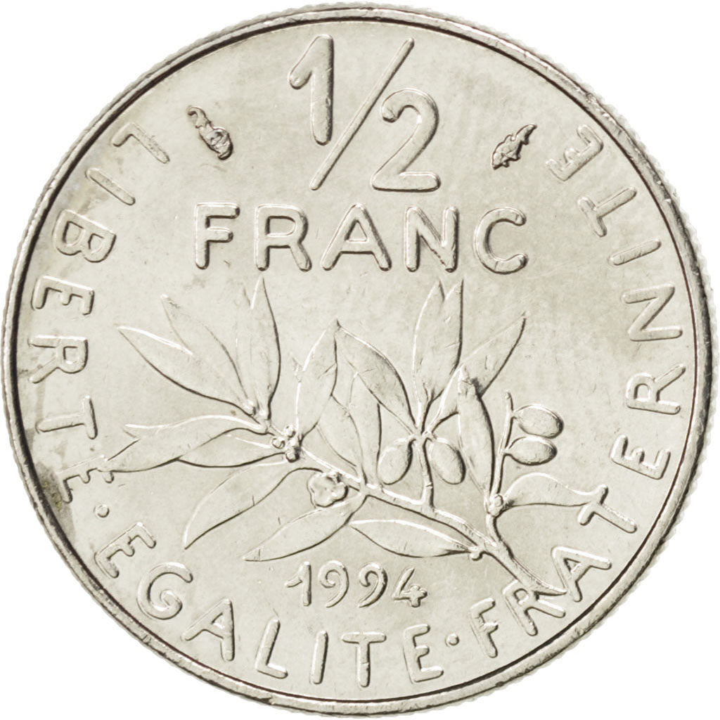 Vème République, 1/2 Franc Semeuse 1994 dauphin, KM 931.1