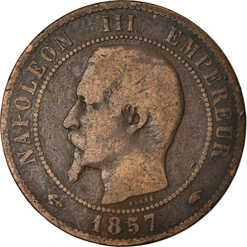 Moneda, Francia, Napoleon III, Napoléon III, 10 Centimes, 1857, Paris, BC+