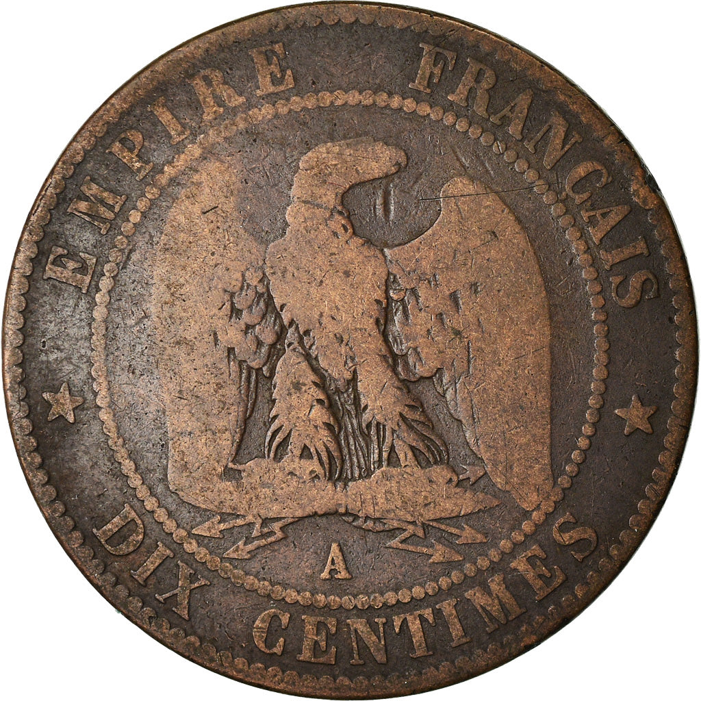 Moneda, Francia, Napoleon III, Napoléon III, 10 Centimes, 1857, Paris, BC+