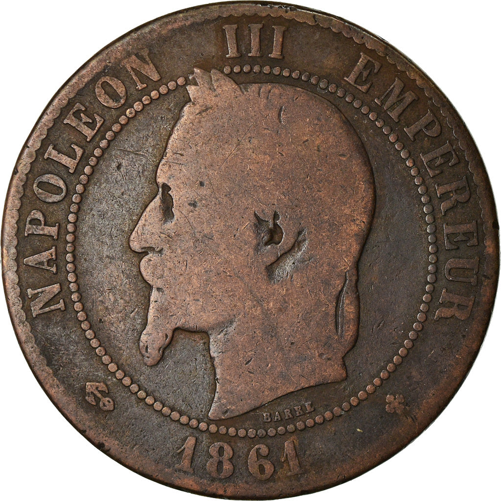 Moneda, Francia, Napoleon III, Napoléon III, 10 Centimes, 1861, Strasbourg