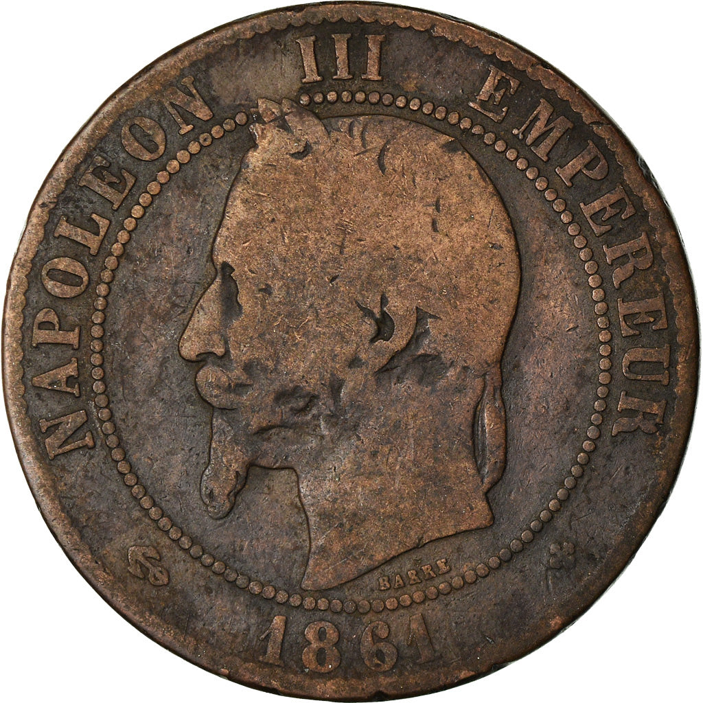 Moneda, Francia, Napoleon III, Napoléon III, 10 Centimes, 1861, Strasbourg