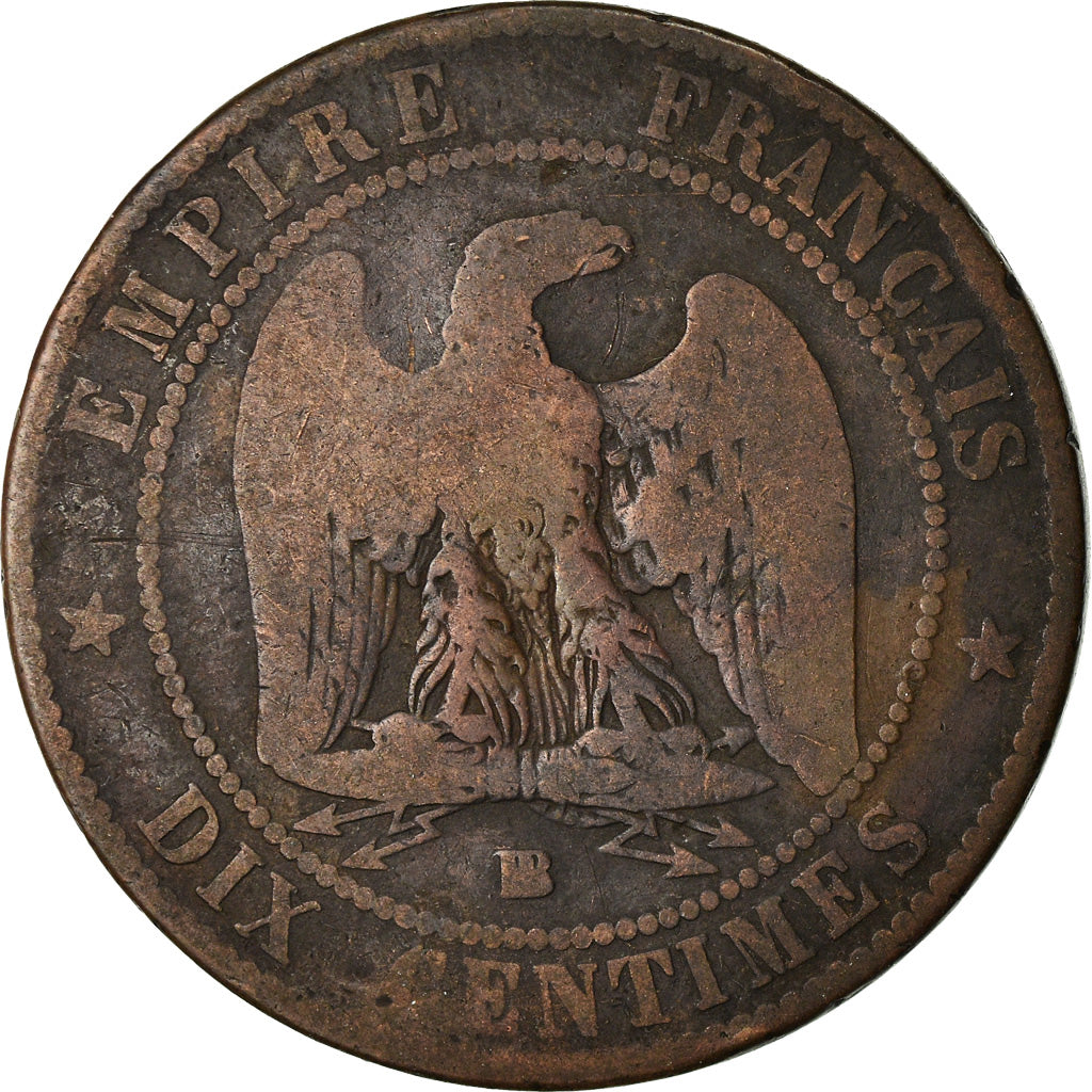 Moneda, Francia, Napoleon III, Napoléon III, 10 Centimes, 1861, Strasbourg