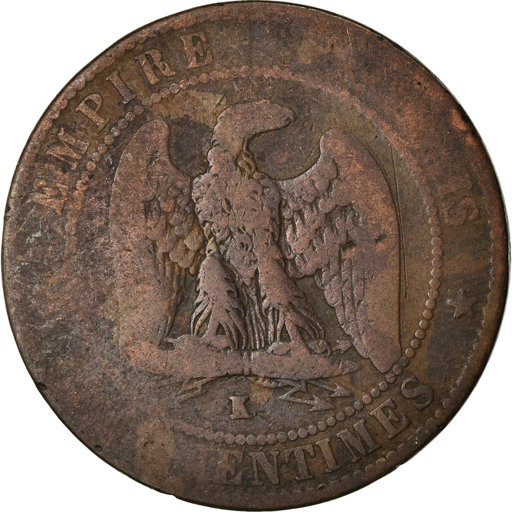 Moneda, Francia, Napoleon III, Napoléon III, 10 Centimes, 1861, Bordeaux, BC+