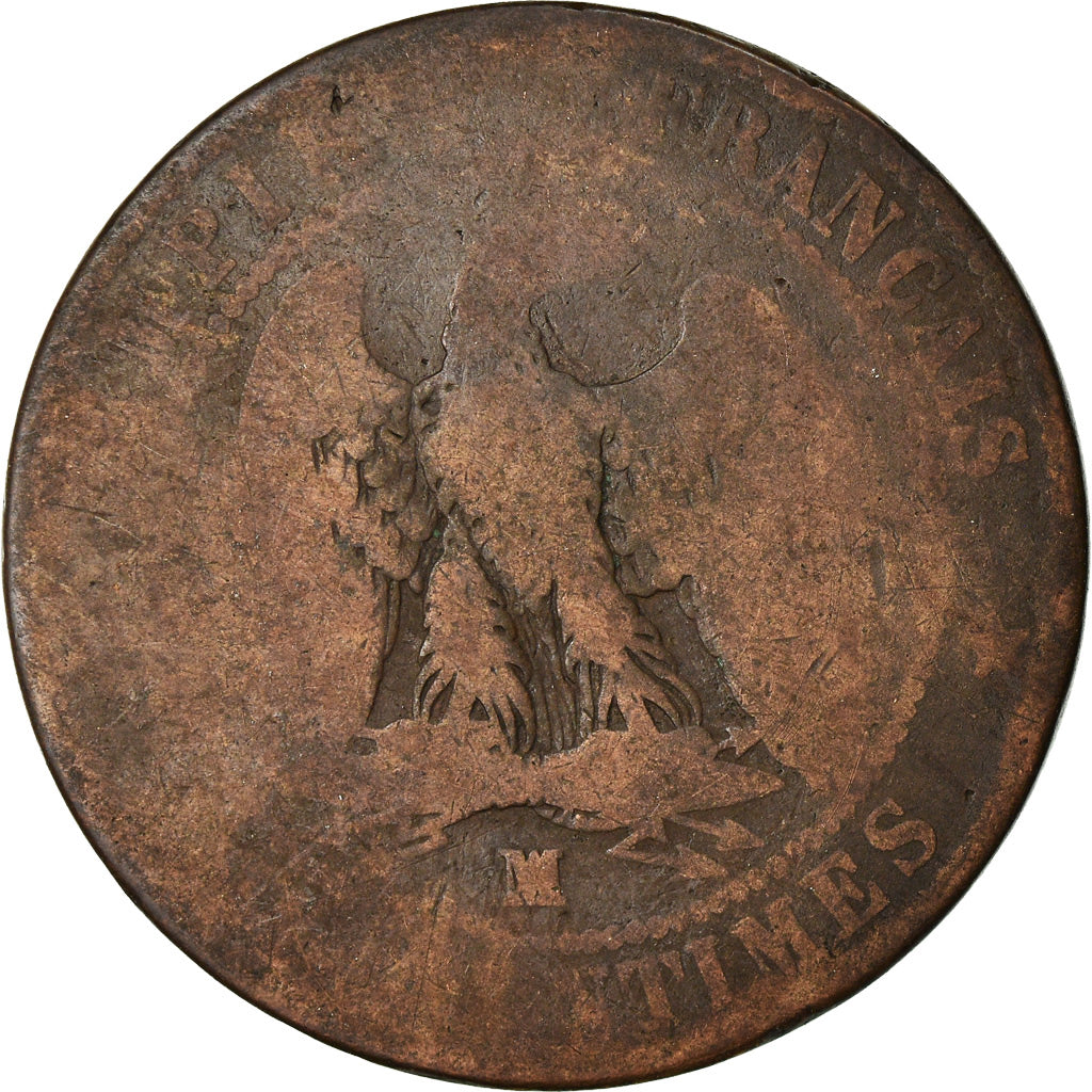 Moneda, Francia, Napoleon III, 10 Centimes, 1854, Marseille, BC