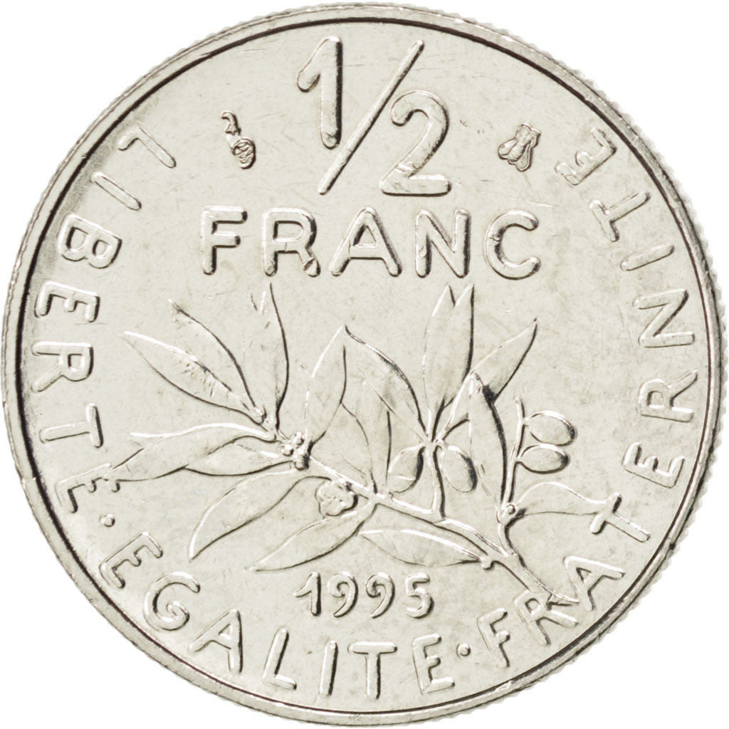 FRANCE, Semeuse, 1/2 Franc, 1995, Paris, KM #931.1, MS(63), Nickel, 19.5,...