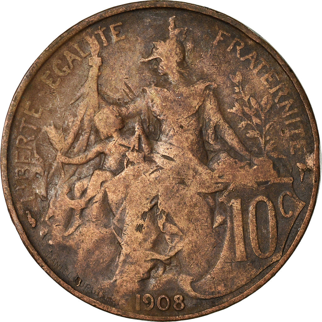 Coin, France, Dupuis, 10 Centimes, 1908, Paris, VF(20-25), Bronze, KM:843