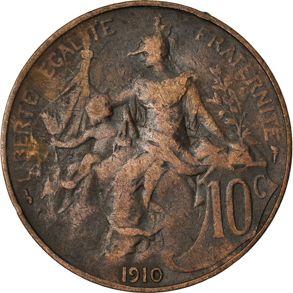 Moneta, Francia, Dupuis, 10 Centimes, 1910, Paris, MB, Bronzo, KM:843