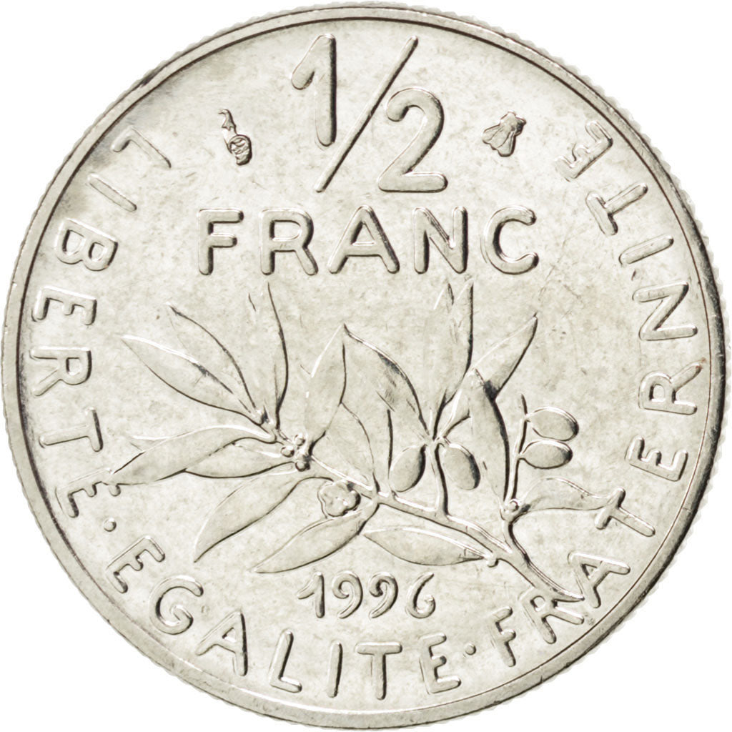 FRANCE, Semeuse, 1/2 Franc, 1996, Paris, KM #931.1, MS(60-62), Nickel, 19.5,...