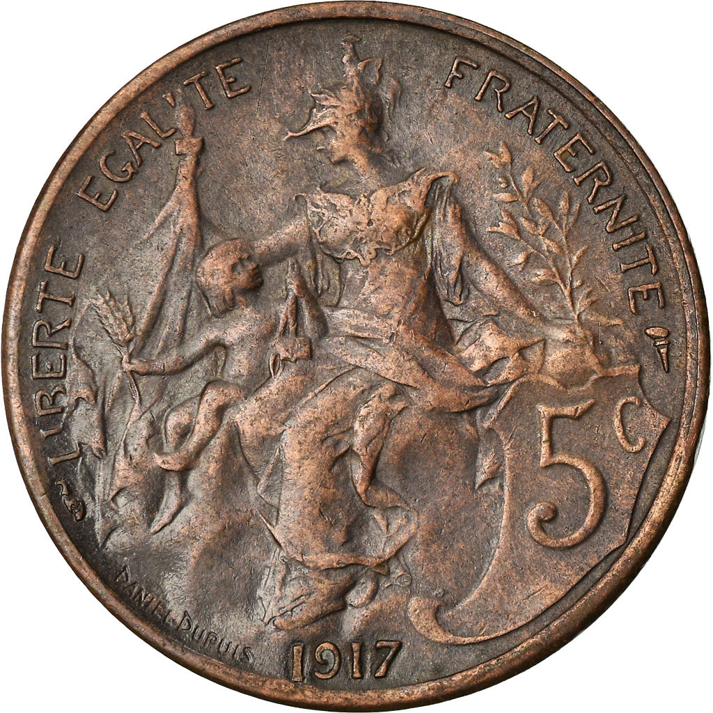 Monnaie, France, Dupuis, 5 Centimes, 1917, Paris, TTB, Bronze, Gadoury:165