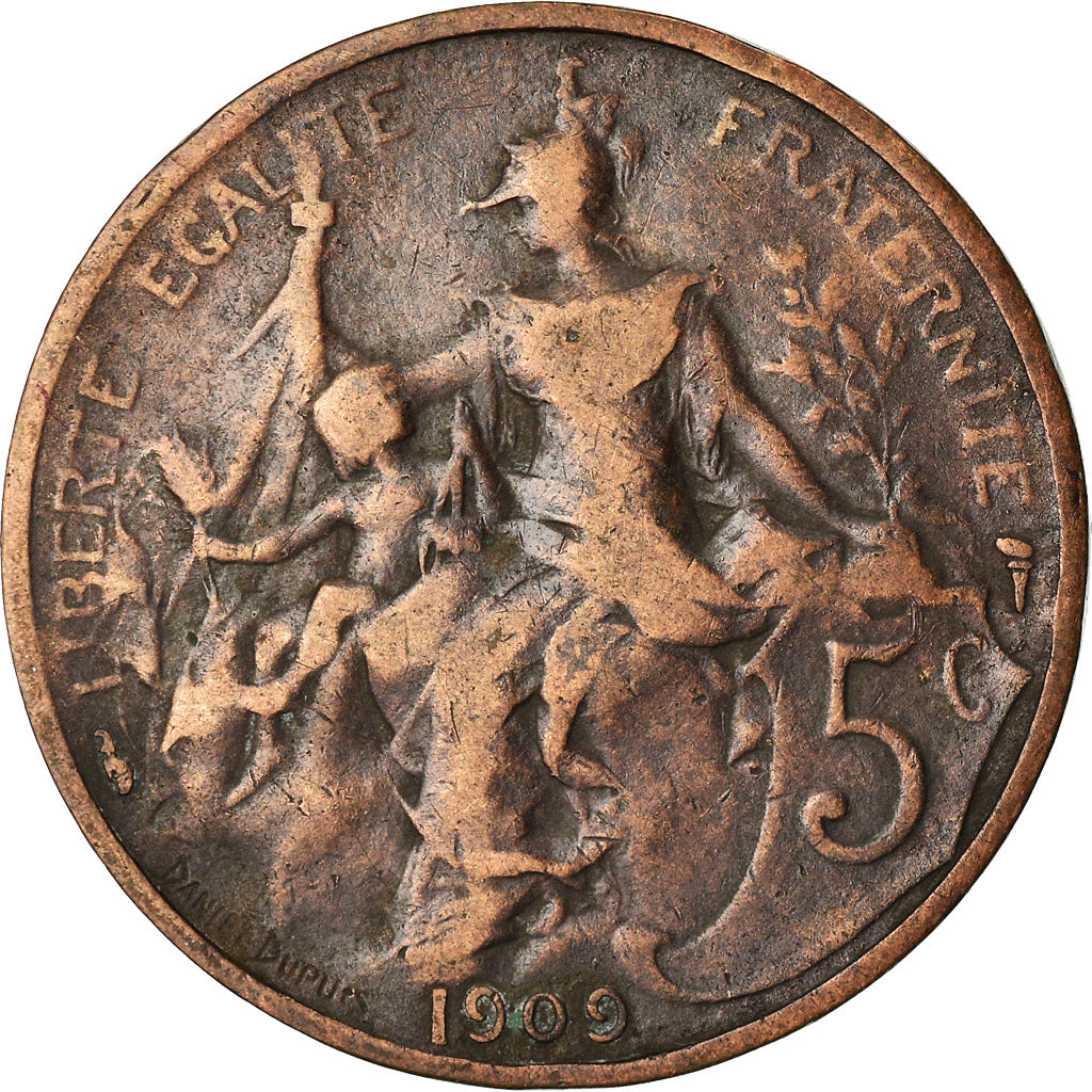 Coin, France, Dupuis, 5 Centimes, 1909, Paris, VF(20-25), Bronze, KM:842