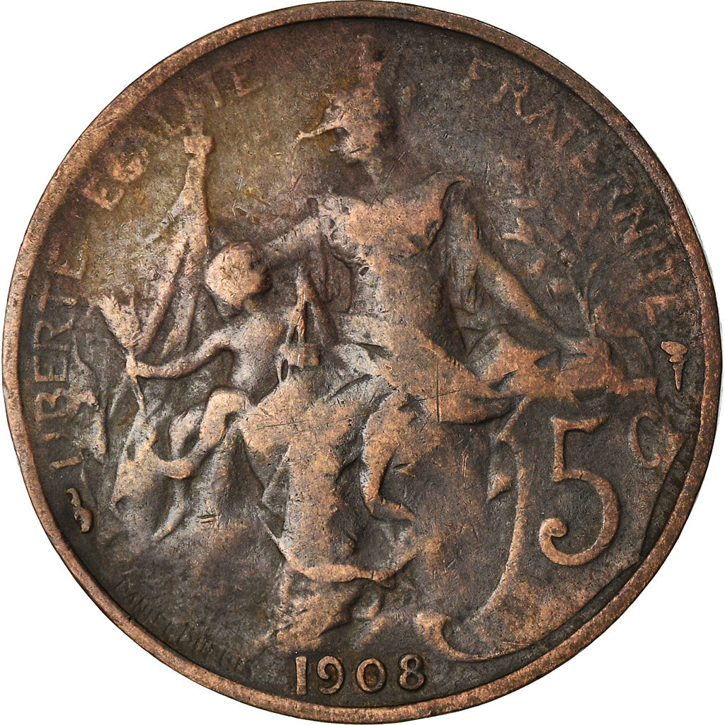 Coin, France, Dupuis, 5 Centimes, 1908, Paris, VF(20-25), Bronze, KM:842