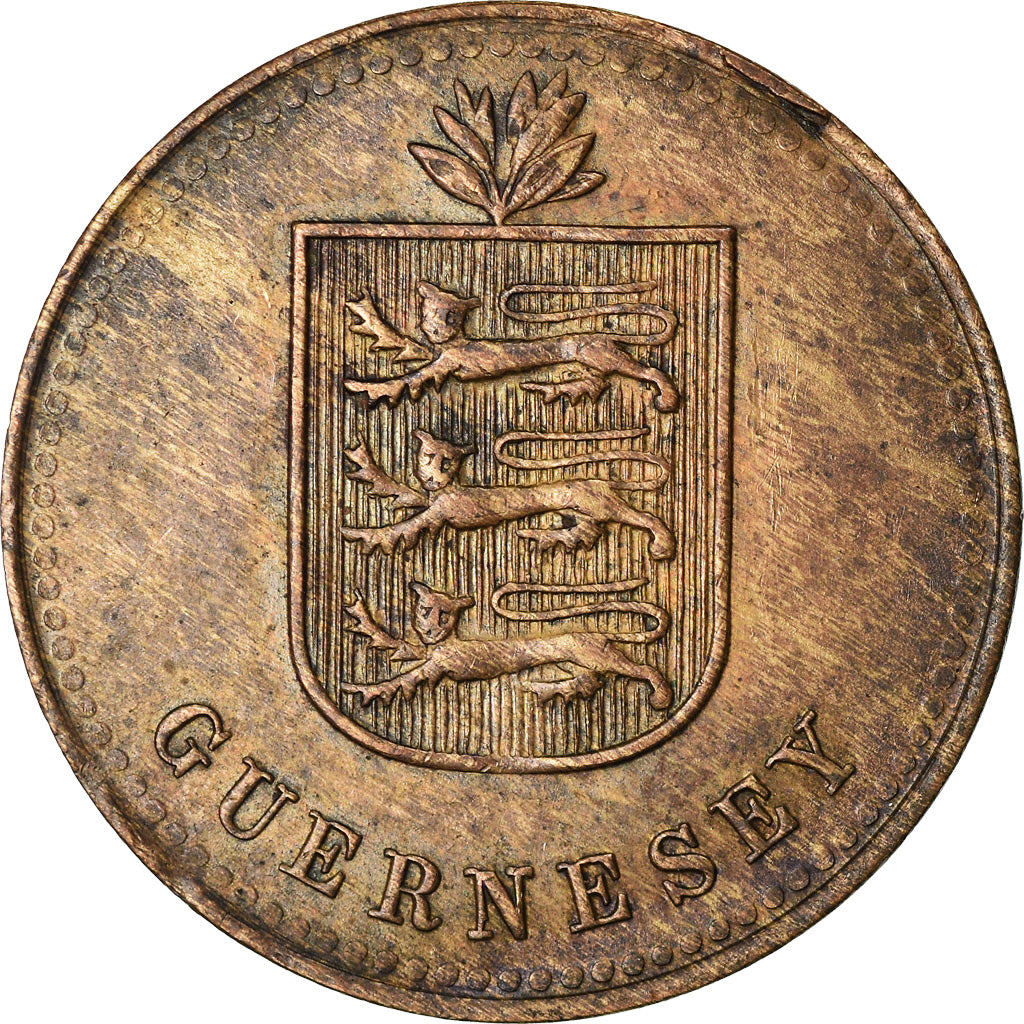 GUERNSEY, 4 Doubles, 1920, Birmingham, KM #13, AU(50-53), Bronze, 4.80