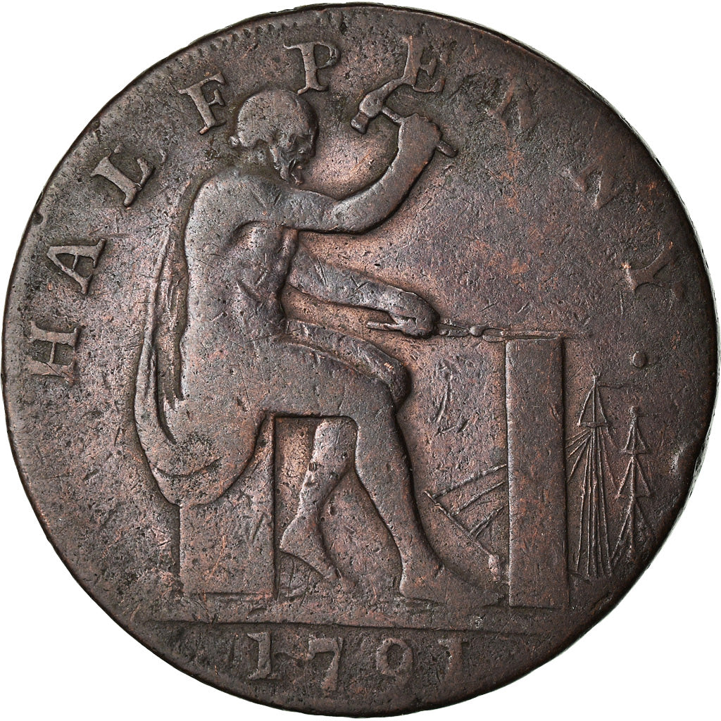 Moneta, Gran Bretagna, Warwickshire, John Wilkinson, Halfpenny Token, 1791, MB+