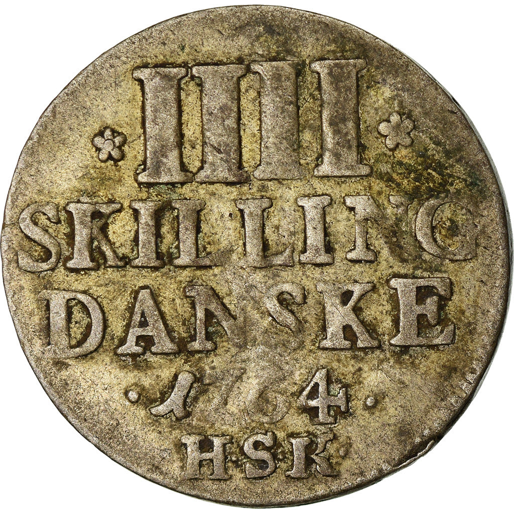 Monnaie, Danemark, Frederik V, 4 Skilling, 1764, Copenhagen, TTB, Argent, KM:598