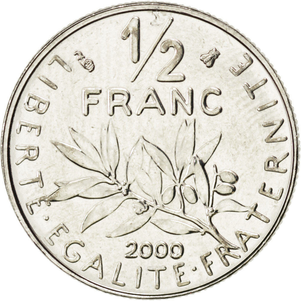Münze, Frankreich, Semeuse, 1/2 Franc, 2000, UNZ, Nickel, KM:931.1, Gadoury:429