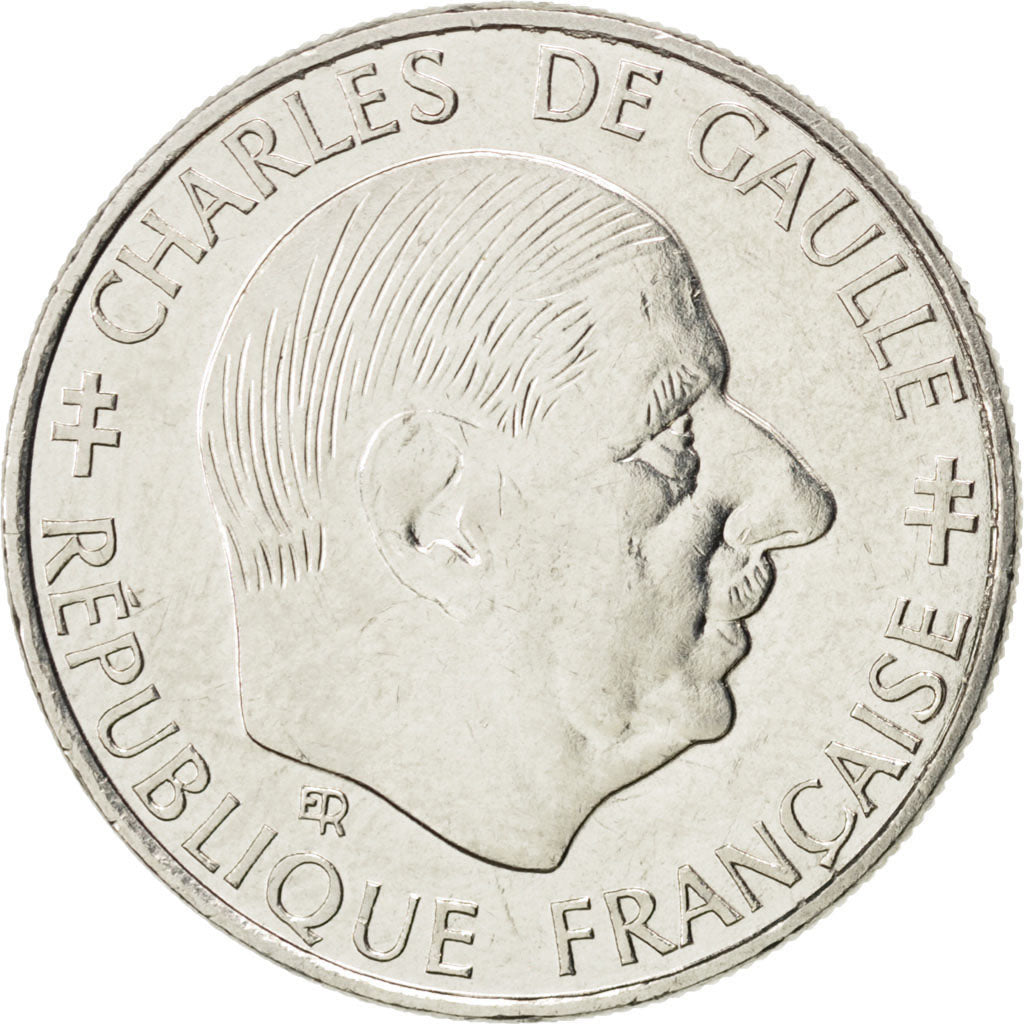 FRANCE, Charles de Gaulle, Franc, 1988, Paris, KM #963, EF(40-45), Nickel, 24,..