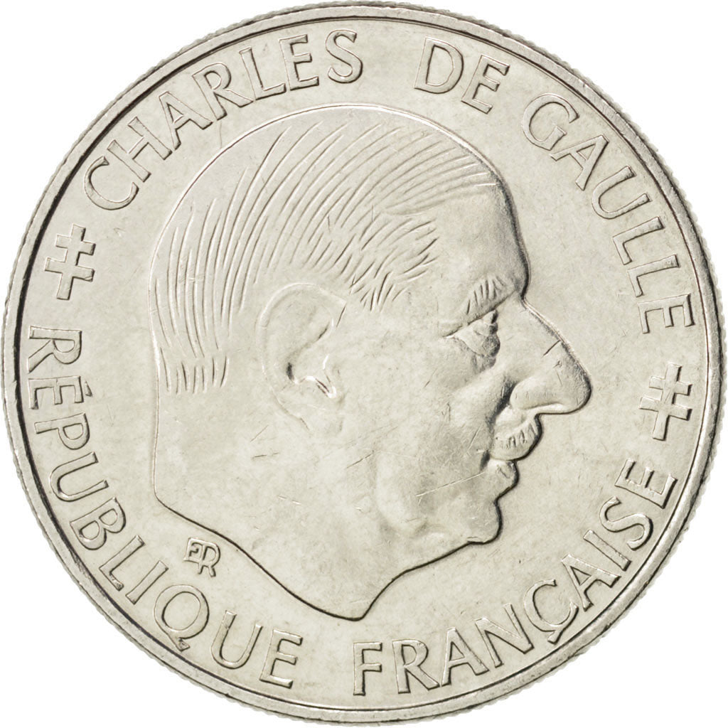 FRANCE, Charles de Gaulle, Franc, 1988, Paris, KM #963, EF(40-45), Nickel, 24,..