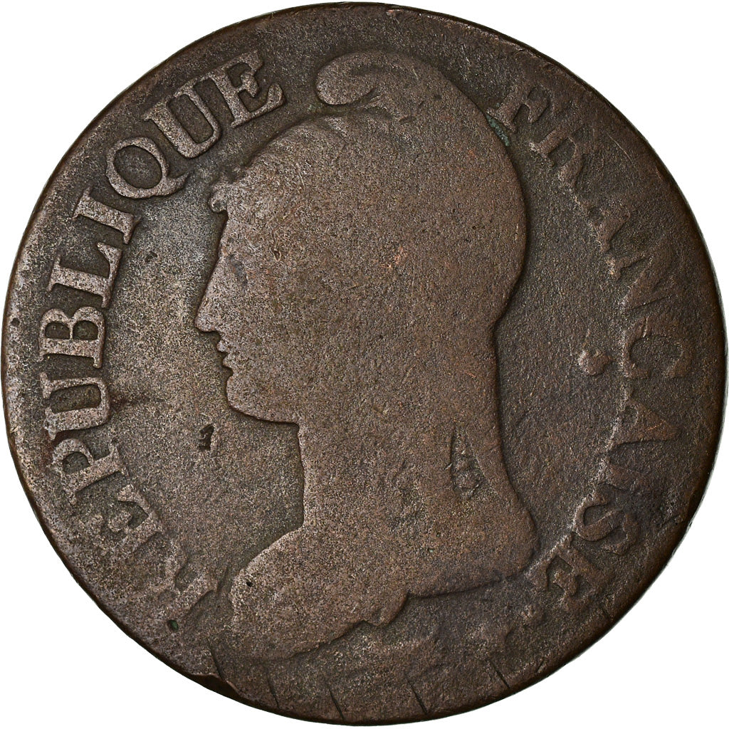 Moneta, Francia, Dupré, 5 Centimes, AN 8, Lille, MB, Bronzo, KM:640.11