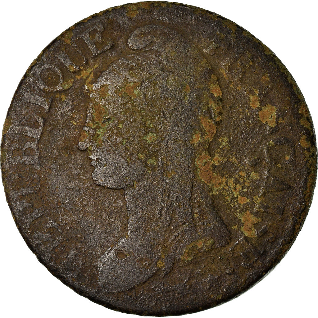 Munten, Frankrijk, Dupré, 5 Centimes, AN 5, Strasbourg, ZG+, Bronze, KM:640.4