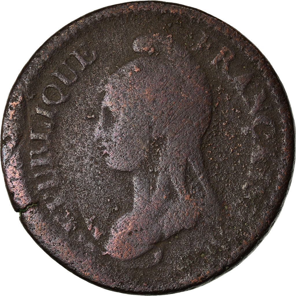 Coin, France, Dupré, Decime, AN 5, Paris, Refrappage du 2 décimes, VG(8-10)
