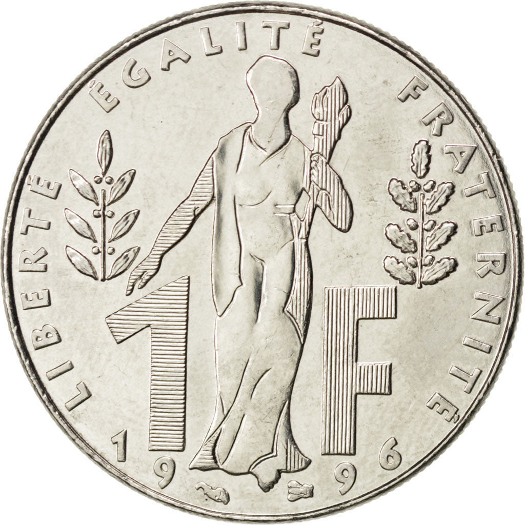 FRANCE, Jacques Rueff, Franc, 1996, KM #1160, MS(60-62), Nickel, 24, Gadoury...