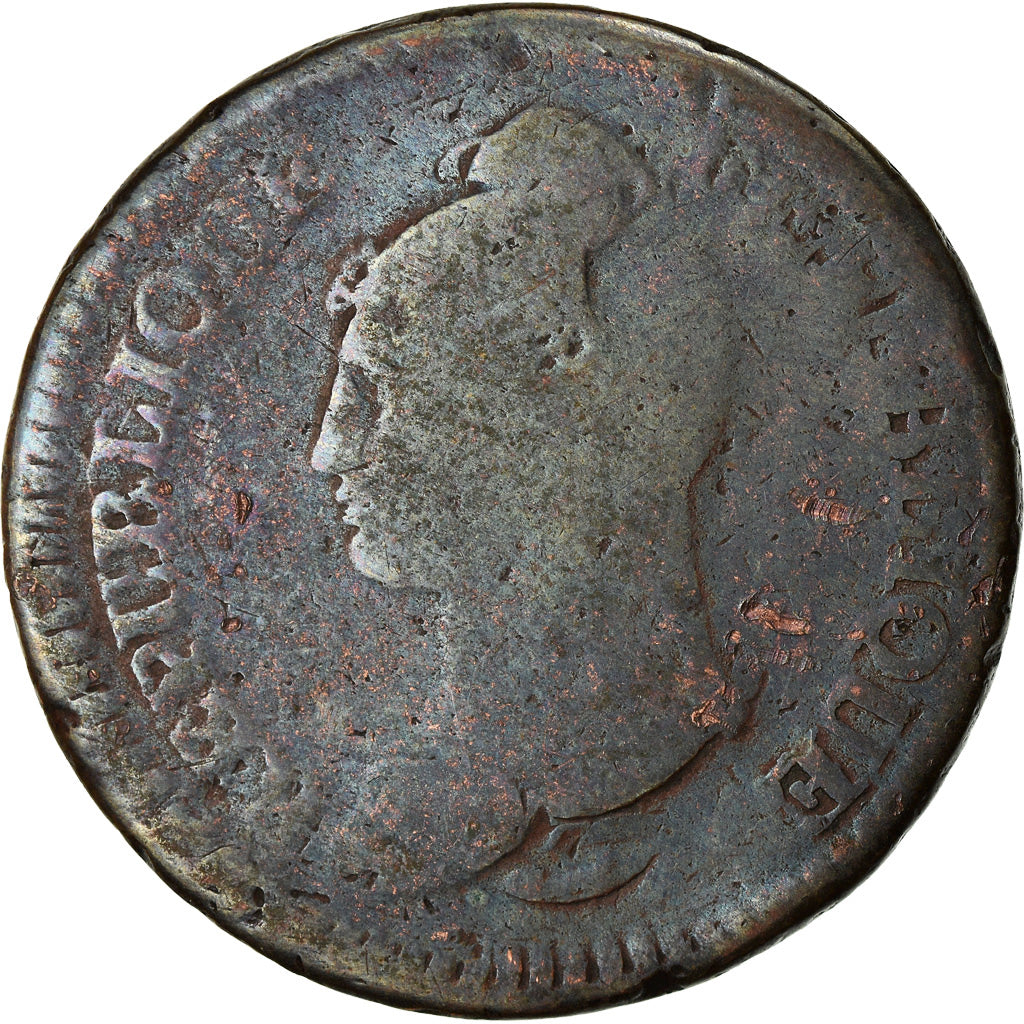 Coin, France, Dupré, Decime, AN 5, Paris, Refrappage du 2 décimes, VG(8-10)