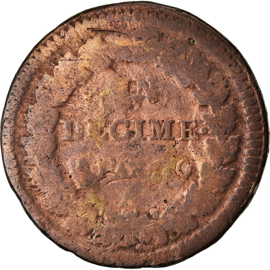 Coin, France, Dupré, Decime, AN 5, Paris, Refrappage du 2 décimes, F(12-15)