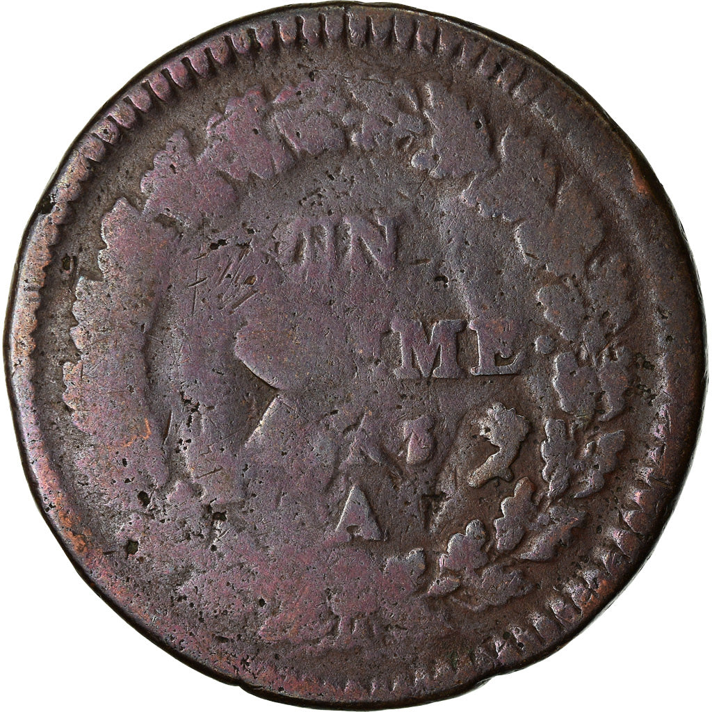 Coin, France, Dupré, Decime, AN 5, Paris, Refrappage du 2 décimes, F(12-15)